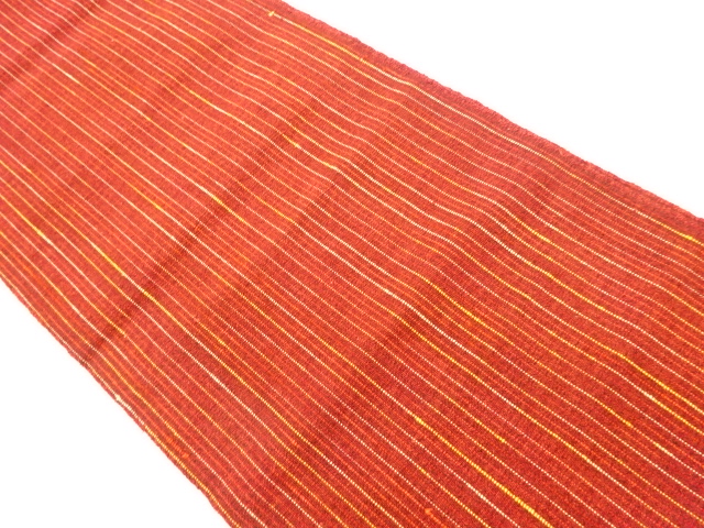 手織り紬縞模様織出し名古屋帯